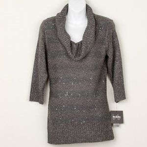 By & By Charcoal Gray Sweater with Silver Threads